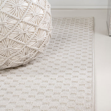 Finn High-Low Modern Minimalist Checkered Monotone Indoor/Outdoor Area Rug